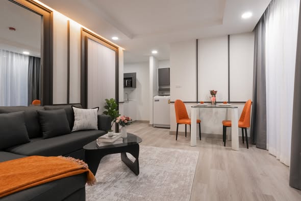 living room and bedroom of The Kris 5 Ratchada 17