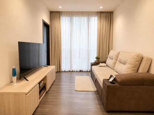 living room and bedroom of THE LINE Asoke-Ratchada