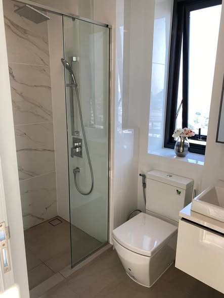 room interior and bathroom of THE LINE Sukhumvit 101