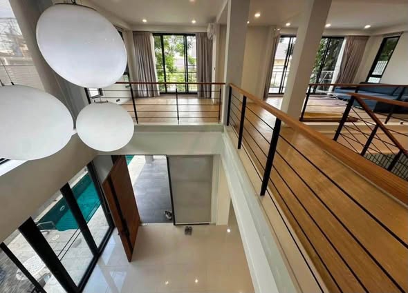living room and room interior of บ้านพักหัวหิน The Modern Pool Villa