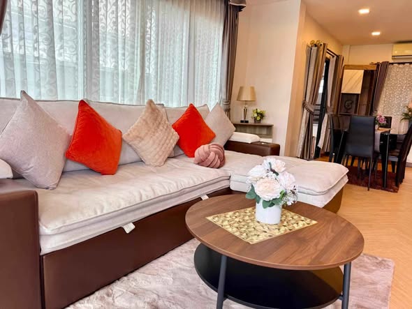 living room and bedroom of The Palm Sukhumvit Bangsare