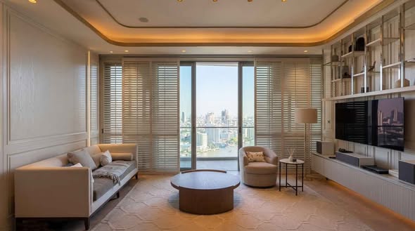 bedroom and living room of The Residences at Mandarin Oriental Bangkok