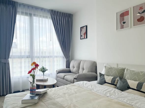 living room and bedroom of The Rich Rama 9 – Srinagarindra