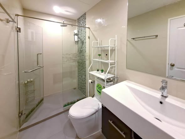 room interior and bathroom of The Sky Sukhumvit