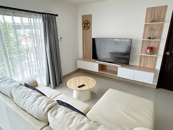living room and bedroom of The TEAK Condo Bangna-Trad