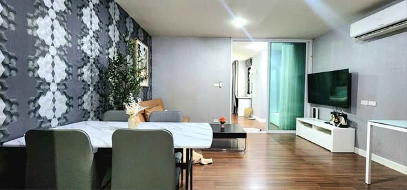 living room and bedroom of คอนโด ปันนา โอเอซิส เรสซิเด้นซ์ 2