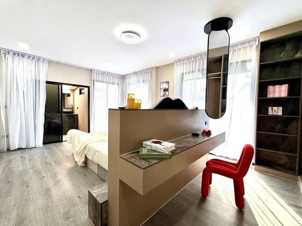 bedroom and living room and room interior of พูลวิลล่ากรุงเทพ Airy Ville Bangkok