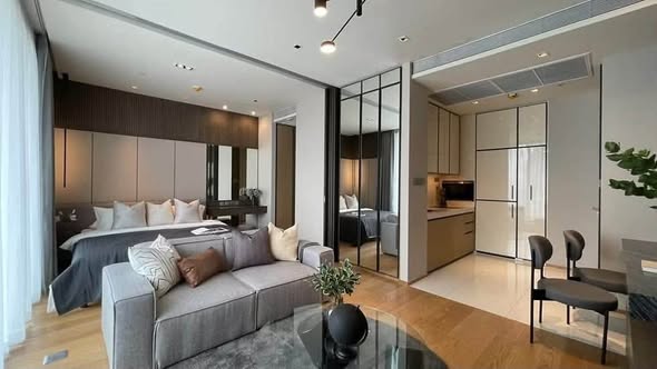 bedroom and living room of BEATNIQ
