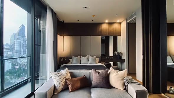 living room and bedroom of BEATNIQ