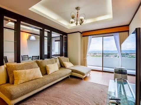 living room and bedroom of Chiang Mai Riverside Condominium