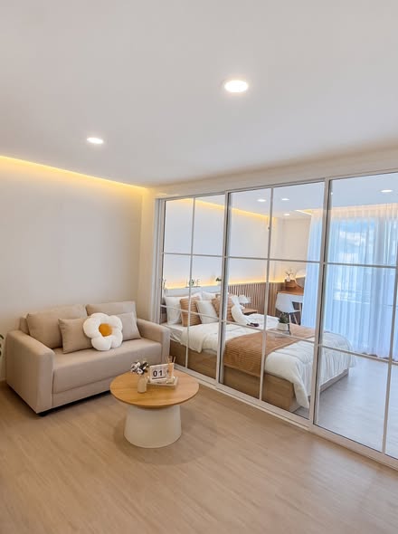 bedroom and living room and room interior of ซิตี้วิลล่า คอนโด D2
