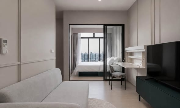 living room and bedroom of เฟล็กซี่ รัตนาธิเบศร์ | Flexi Rattanathibet