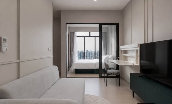 living room and bedroom of เฟล็กซี่ รัตนาธิเบศร์ | Flexi Rattanathibet