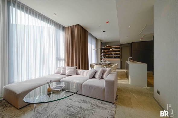living room and bedroom of HYDE Heritage Thonglor, Sukhumvit 59 main road