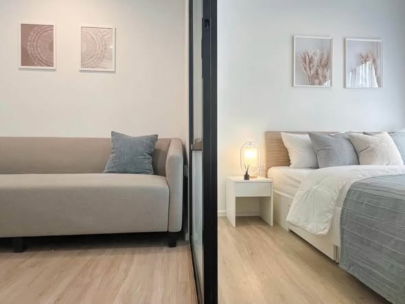 living room and bedroom and room interior of iCondo Activ Pattanakarn