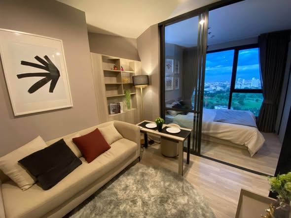 living room and bedroom of Ideo Mobi Sukhumvit Eastpoint