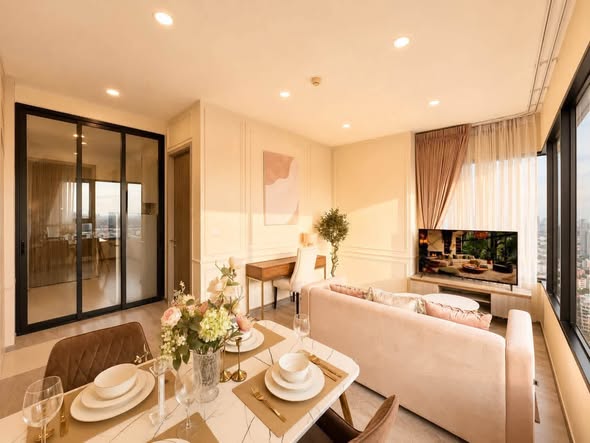 bedroom and living room of KnightsBridge Prime Onnut