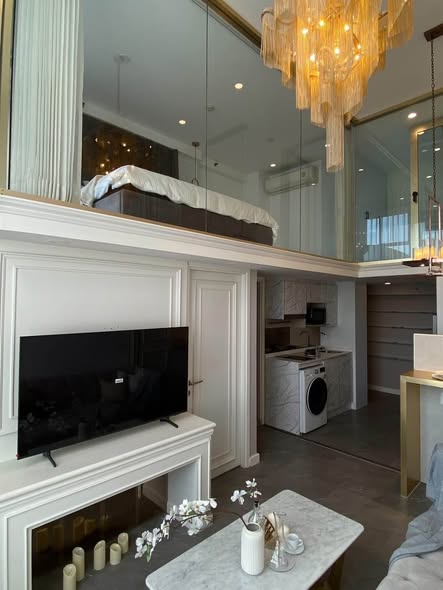 living room and bedroom of KnightsBridge Prime Sathon