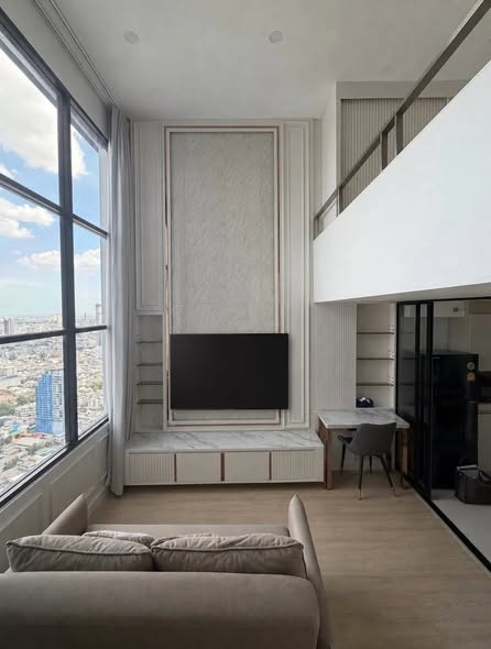 living room and room interior and kitchen of KnightsBridge Prime Sathon