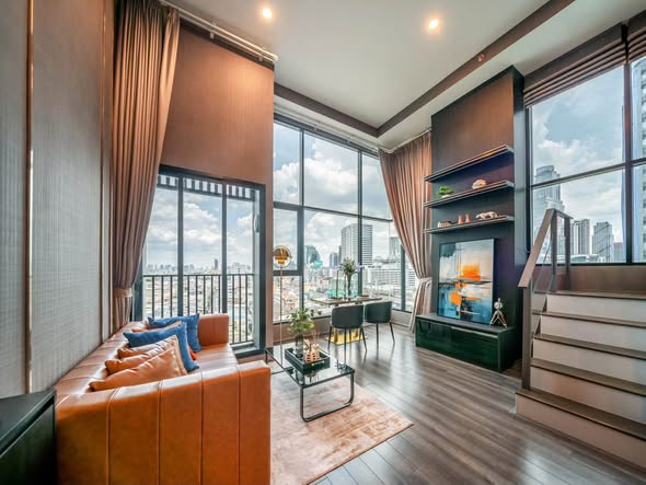 living room and bedroom of KnightsBridge Space Rama9