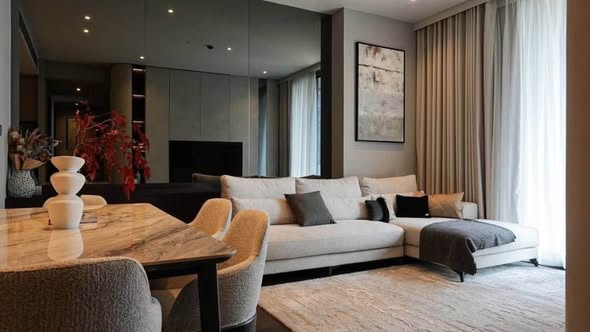 living room and bedroom of LAVIQ Sukhumvit 57