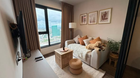living room and bedroom of Life Ladprao Valley