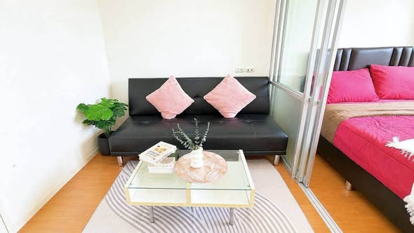 living room and bedroom of Lumpini Condo Town North Pattaya-Sukumvit