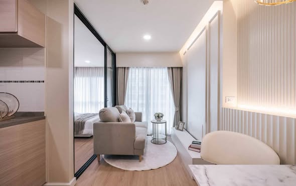 living room and bedroom of Lumpini Park Riverside Rama 3