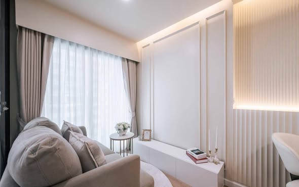 living room and bedroom of Lumpini Park Riverside Rama 3