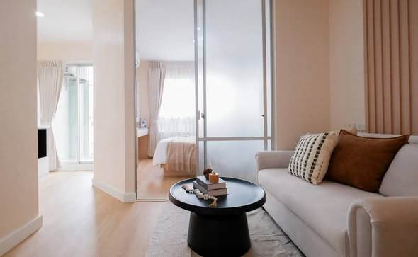 living room and bedroom of Lumpini Ville Ramintra-Laksi