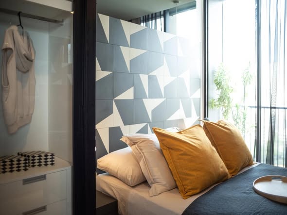 bedroom and room interior and bathroom of Noble Around Sukhumvit 33