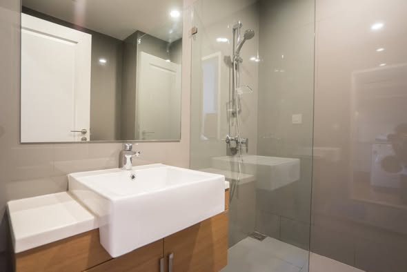 room interior and bathroom of Noble Revo Silom