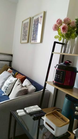 bedroom and living room of Oka Haus