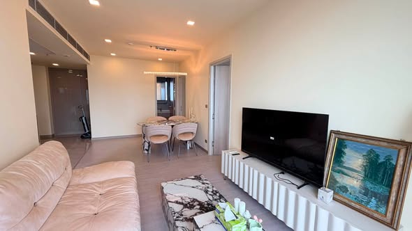living room and bedroom of One9Five Asoke – Rama 9