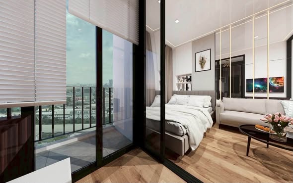 bedroom of Origin Plug & Play Ramintra : ออริจิ้น ปลั๊ก แอนด์ เพลย์ รามอินทรา