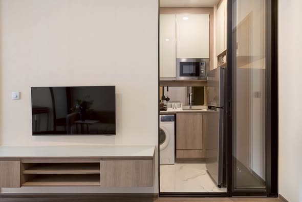 living room and room interior of Park​ Origin​ Phaya Thai