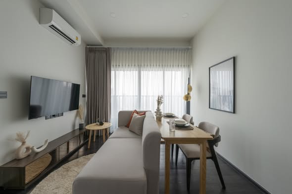 living room and bedroom of Park​ Origin​ Thonglor