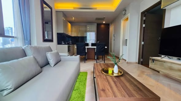 living room and bedroom of Quattro by Sansiri