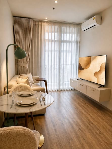 living room and bedroom of Rhythm Ekkamai Estate