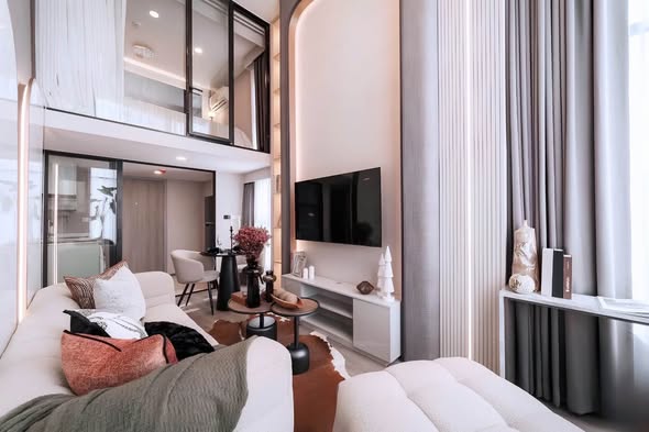 bedroom and living room of SOHO​ BANGKOK​ RATCHADA​