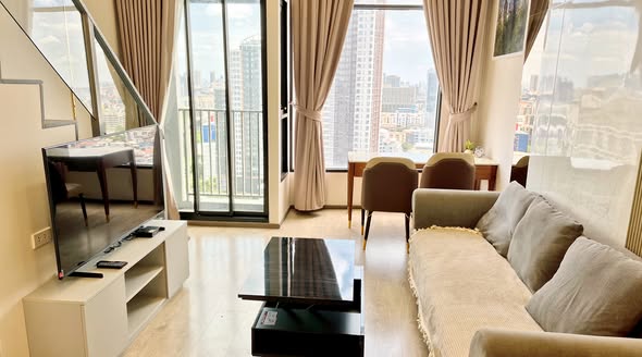 bedroom and living room of SOHO​ BANGKOK​ RATCHADA​