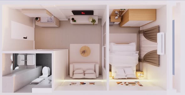 bedroom of Studio One Condo