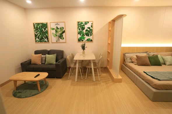 bedroom and living room of Supalai Loft Khae Rai Station