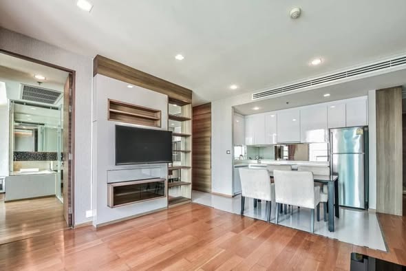 living room and room interior and kitchen of The Address Sathorn