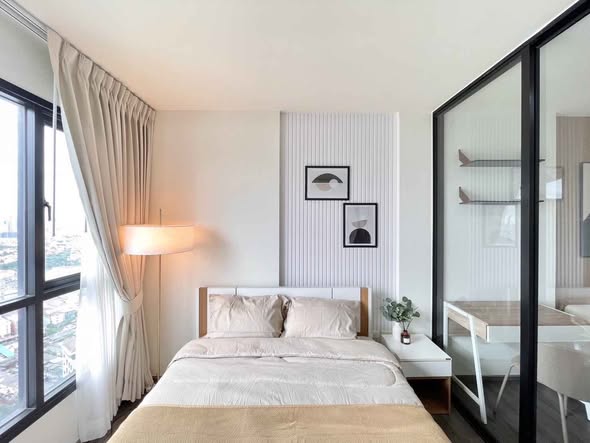 bedroom and room interior of THE BASE Sukhumvit 77
