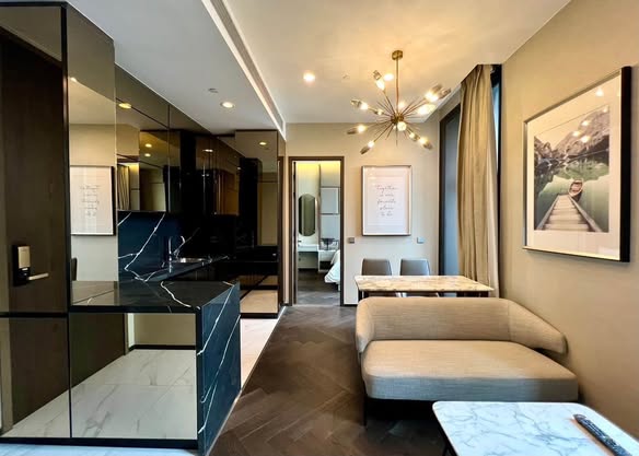 bedroom and room interior and bathroom of THE ESSE Sukhumvit 36