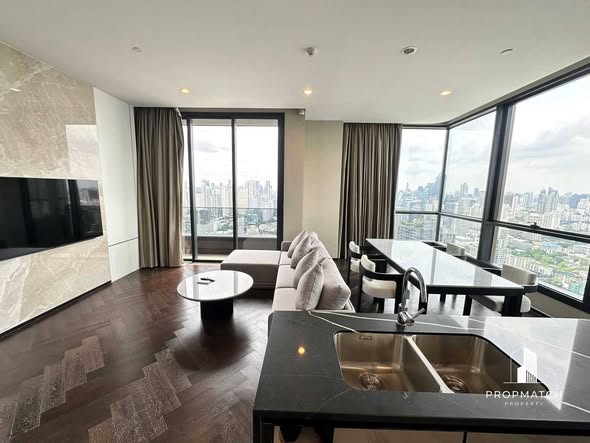 living room and bedroom of THE ESSE Sukhumvit 36
