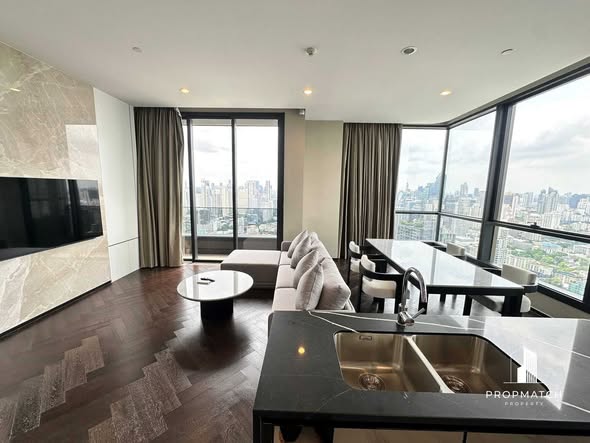 living room and bedroom of THE ESSE Sukhumvit 36