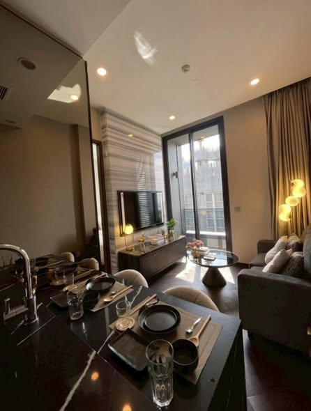 living room and bedroom of THE ESSE Sukhumvit 36