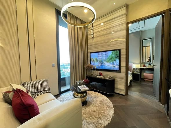 living room and bedroom of THE ESSE Sukhumvit 36